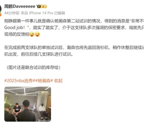 媒体人更新杨瀚森试训情况：得到的消息是“非常不错！”